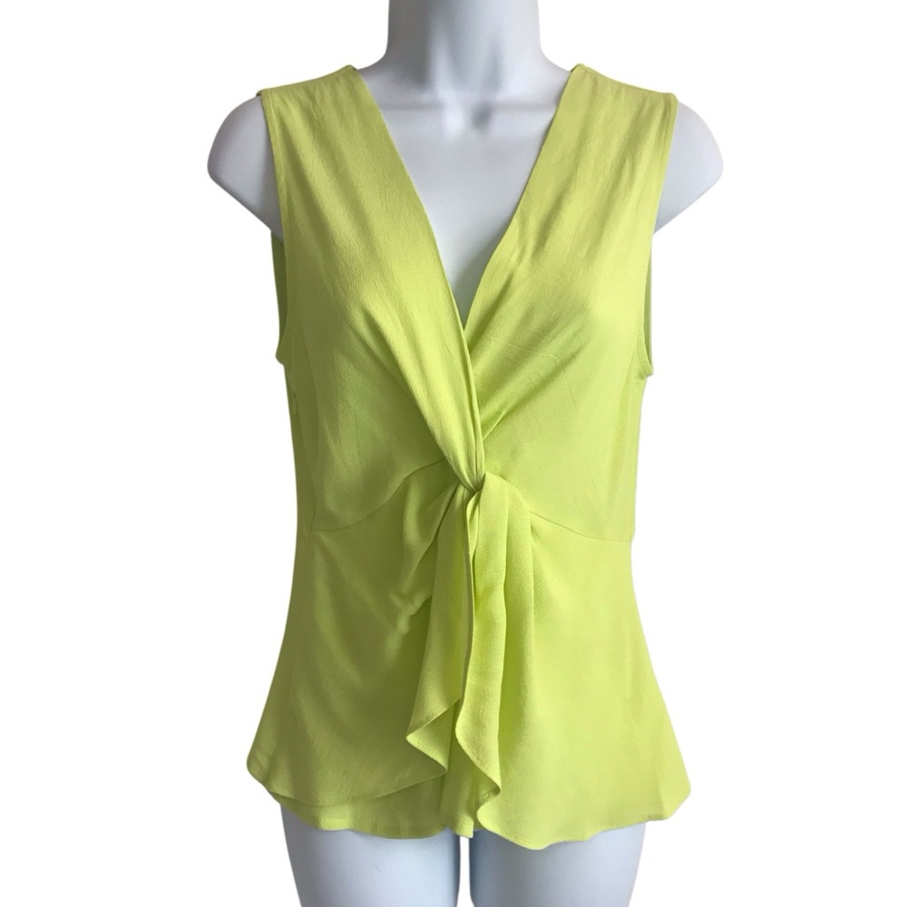 Boutique Women’s S Mittoshop Neon Green Sleeveless V-Neck Front Twist Top NWT